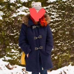 Calvin Klein Wool Coat with Fur Trim